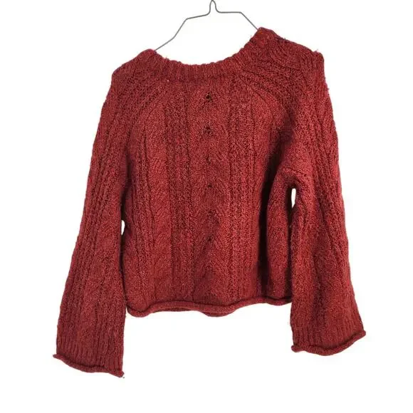 Universal Thread Red Knit Long Sleeve Crew Neck Sweater Womens Size Small S - Picture 2 of 4